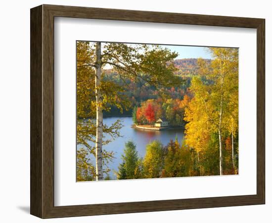 Summer Home Surrounded by Fall Colors, Wyman Lake, Maine, USA-Steve Terrill-Framed Photographic Print