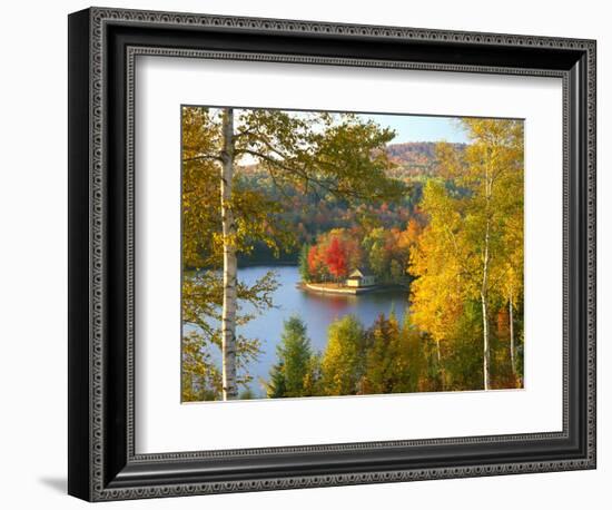 Summer Home Surrounded by Fall Colors, Wyman Lake, Maine, USA-Steve Terrill-Framed Photographic Print