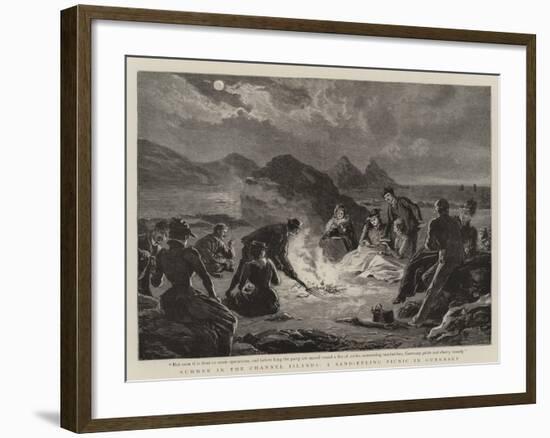 Summer in the Channel Islands, a Sand-Eeling Picnic in Guernsey-null-Framed Giclee Print