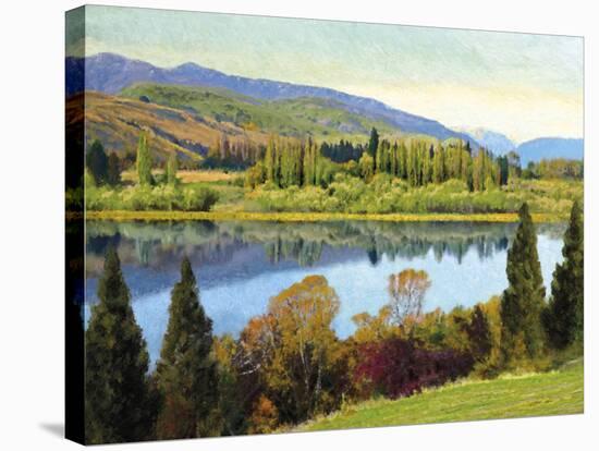 Summer Lake - Tranquil-Tania Bello-Framed Stretched Canvas