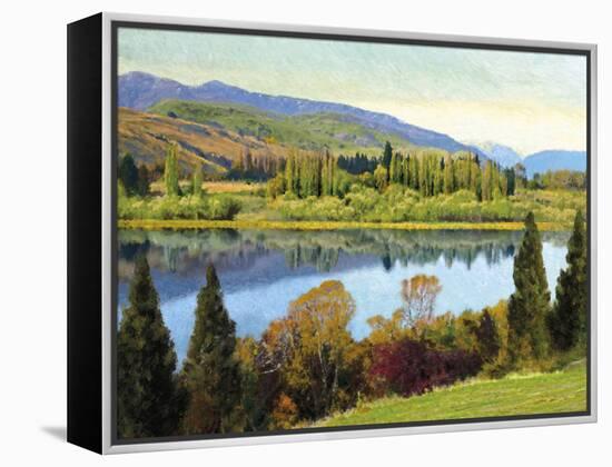 Summer Lake - Tranquil-Tania Bello-Framed Stretched Canvas