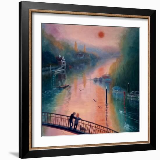 Summer Morning, Eel Pie Island, Twickenham, 2021, (oil on canvas)-Lee Campbell-Framed Giclee Print