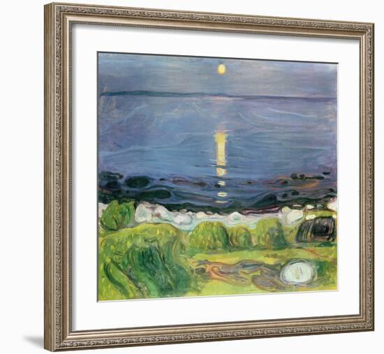 Summer Night At The Shore-Edvard Munch-Framed Premium Giclee Print