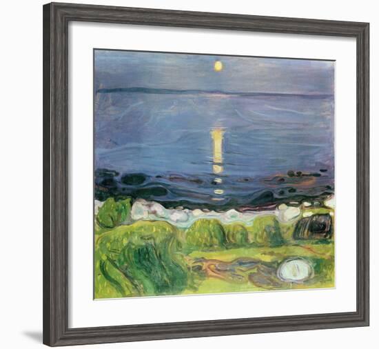 Summer Night At The Shore-Edvard Munch-Framed Premium Giclee Print