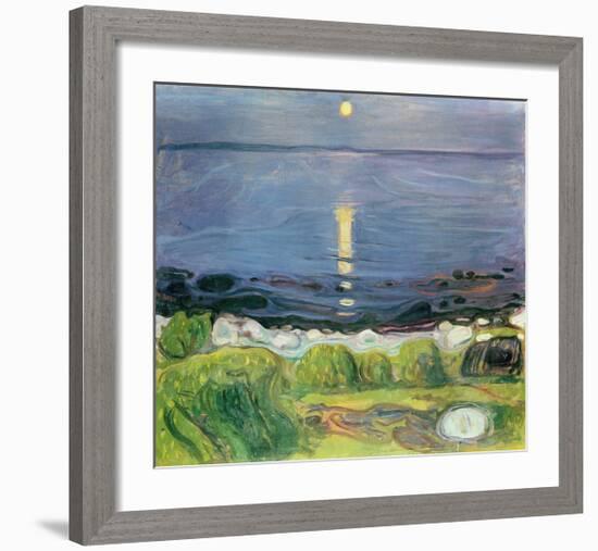 Summer Night At The Shore-Edvard Munch-Framed Premium Giclee Print