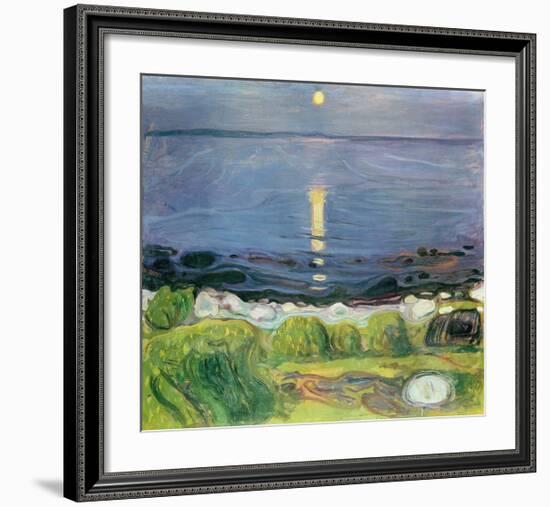 Summer Night At The Shore-Edvard Munch-Framed Premium Giclee Print