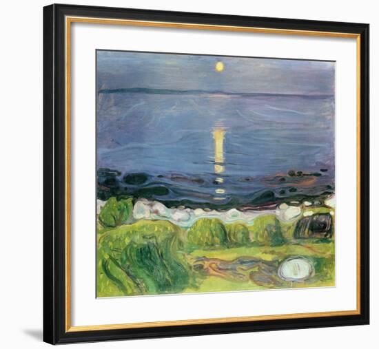 Summer Night At The Shore-Edvard Munch-Framed Premium Giclee Print