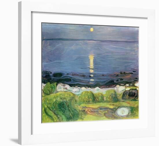 Summer Night At The Shore-Edvard Munch-Framed Premium Giclee Print