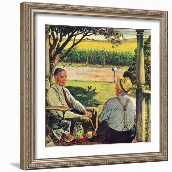 "Summer on the Farmhouse Porch,"August 1, 1947-W.C. Griffith-Framed Giclee Print