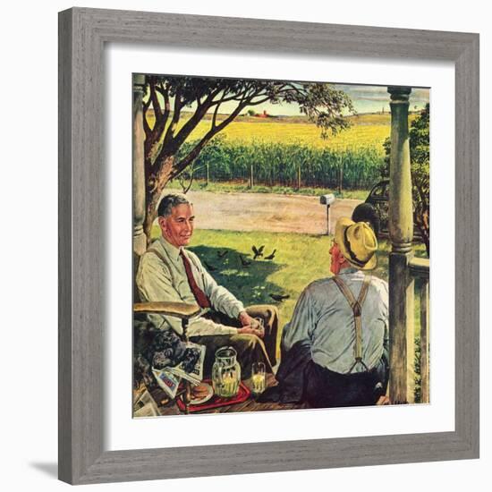 "Summer on the Farmhouse Porch,"August 1, 1947-W.C. Griffith-Framed Giclee Print