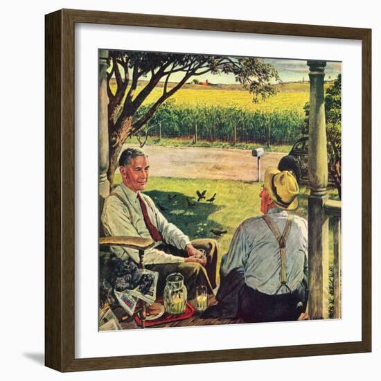 "Summer on the Farmhouse Porch,"August 1, 1947-W.C. Griffith-Framed Giclee Print