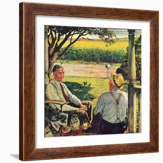 "Summer on the Farmhouse Porch,"August 1, 1947-W.C. Griffith-Framed Giclee Print