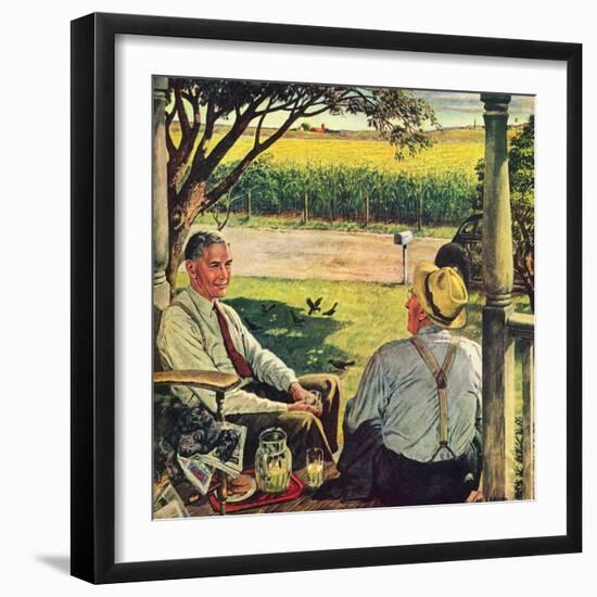 "Summer on the Farmhouse Porch,"August 1, 1947-W.C. Griffith-Framed Giclee Print