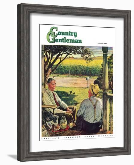 "Summer on the Farmhouse Porch," Country Gentleman Cover, August 1, 1947-W.C. Griffith-Framed Giclee Print