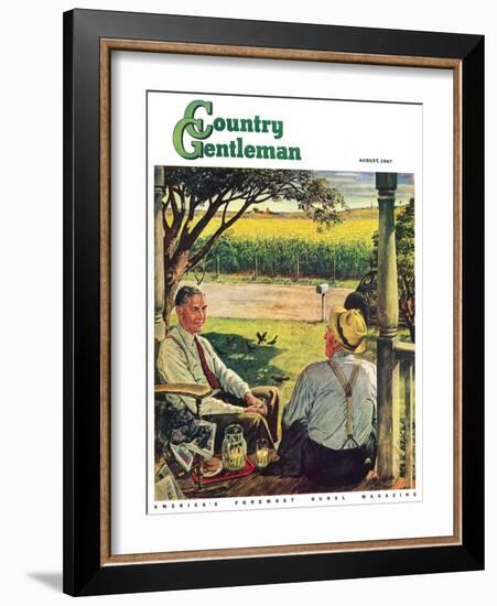 "Summer on the Farmhouse Porch," Country Gentleman Cover, August 1, 1947-W.C. Griffith-Framed Giclee Print