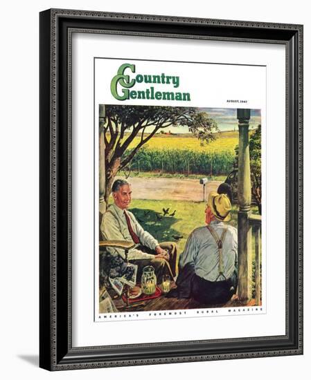 "Summer on the Farmhouse Porch," Country Gentleman Cover, August 1, 1947-W.C. Griffith-Framed Giclee Print