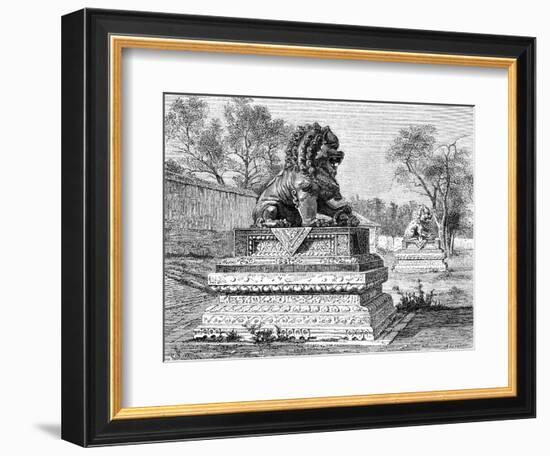 Summer Palace, Bronze Lion, Emblem of the Imperial Power, C1890-null-Framed Giclee Print