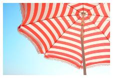 Beach Umbrella and Sky-Summer Photography-Framed Art Print