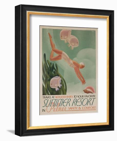 Summer Resort Travel Poster-null-Framed Giclee Print
