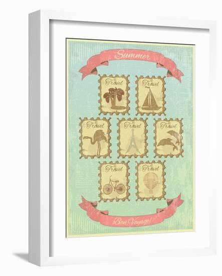 Summer Retro Card-elfivetrov-Framed Art Print