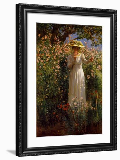 Summer's Day in the Flower Garden-Robert Payton Reid-Framed Art Print