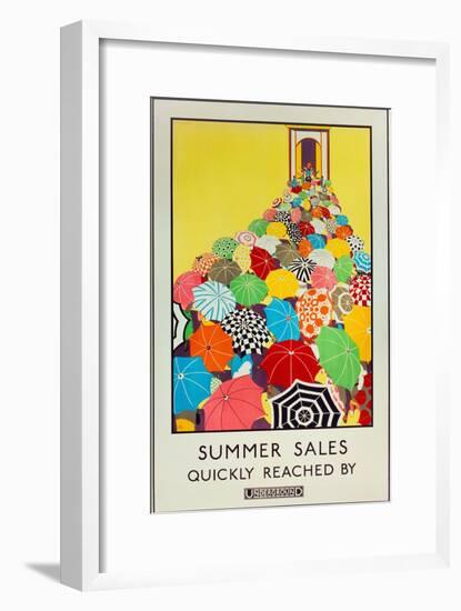 Summer Sales, Quickly Reached by Underground, 1925-Mary Koop-Framed Premium Giclee Print