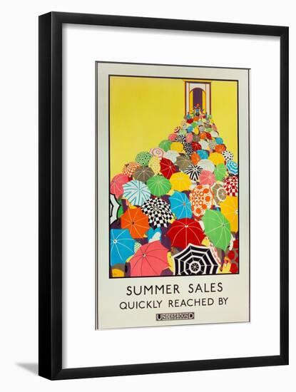 Summer Sales, Quickly Reached by Underground, 1925-Mary Koop-Framed Giclee Print