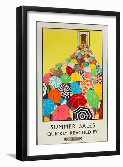 Summer Sales, Quickly Reached by Underground, 1925-Mary Koop-Framed Giclee Print