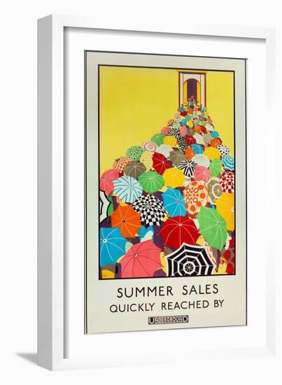 Summer Sales, Quickly Reached by Underground, 1925-Mary Koop-Framed Giclee Print