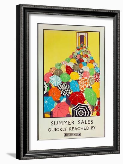 Summer Sales, Quickly Reached by Underground, 1925-Mary Koop-Framed Giclee Print