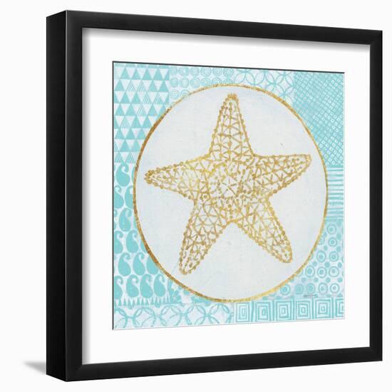 Summer Shells IV Teal and Gold-Kathrine Lovell-Framed Art Print