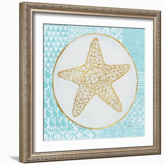 Summer Shells IV Teal and Gold-Kathrine Lovell-Framed Art Print