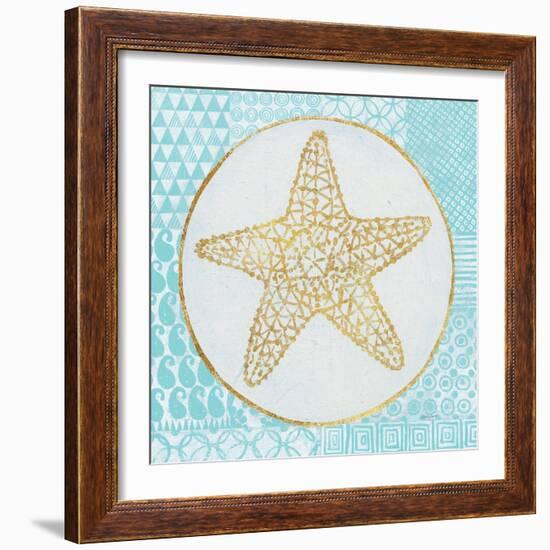 Summer Shells IV Teal and Gold-Kathrine Lovell-Framed Art Print