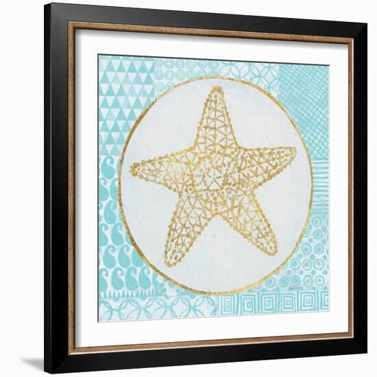 Summer Shells IV Teal and Gold-Kathrine Lovell-Framed Art Print