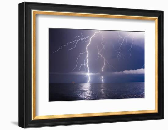 Summer Storm Beginning with Lightning-Leonid Tit-Framed Photographic Print