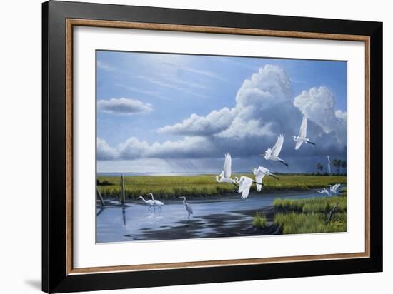 Summer Storm Egrets-Wilhelm Goebel-Framed Giclee Print