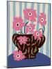 Summer Stripe and Pink Flowers-Miho Art Studio-Mounted Photographic Print