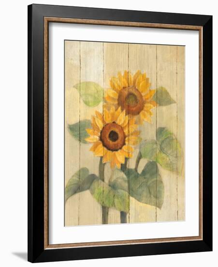 Summer Sunflowers I on Barn Board-Albena Hristova-Framed Art Print