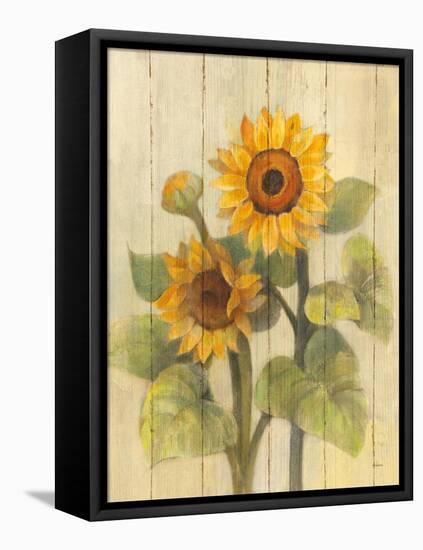 Summer Sunflowers II on Barnboard-Albena Hristova-Framed Stretched Canvas