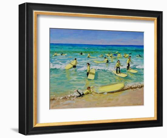 Summer Surfing, St Ives, 2019 (Oil on Canvas)-Andrew Macara-Framed Giclee Print