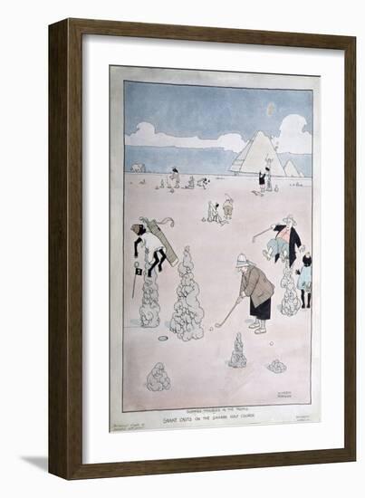 Summer Troubles in the Tropics - Snake Casts on the Sahara Golf Course (Pen, Ink and W/C)-William Heath Robinson-Framed Giclee Print