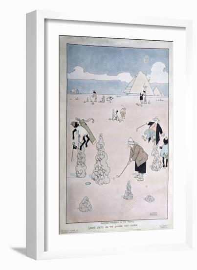 Summer Troubles in the Tropics - Snake Casts on the Sahara Golf Course (Pen, Ink and W/C)-William Heath Robinson-Framed Giclee Print