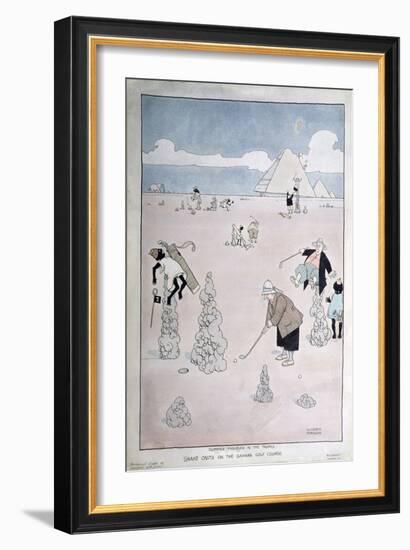 Summer Troubles in the Tropics - Snake Casts on the Sahara Golf Course (Pen, Ink and W/C)-William Heath Robinson-Framed Giclee Print