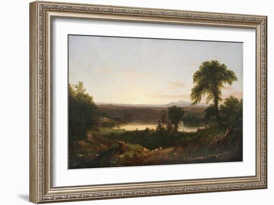 Summer Twilight, A Recollection of a Scene in New England, 1834 (Oil on Wood Panel)-Thomas Cole-Framed Giclee Print