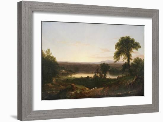 Summer Twilight, A Recollection of a Scene in New England, 1834 (Oil on Wood Panel)-Thomas Cole-Framed Giclee Print