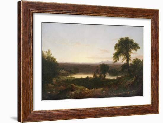 Summer Twilight, A Recollection of a Scene in New England, 1834 (Oil on Wood Panel)-Thomas Cole-Framed Giclee Print