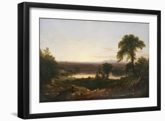 Summer Twilight, A Recollection of a Scene in New England, 1834 (Oil on Wood Panel)-Thomas Cole-Framed Giclee Print