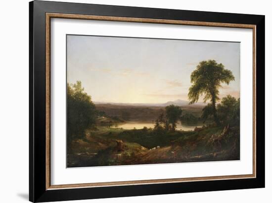 Summer Twilight, A Recollection of a Scene in New England, 1834 (Oil on Wood Panel)-Thomas Cole-Framed Giclee Print