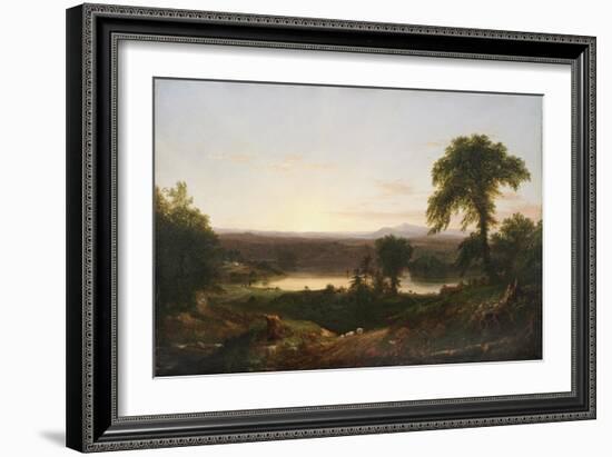 Summer Twilight, A Recollection of a Scene in New England, 1834 (Oil on Wood Panel)-Thomas Cole-Framed Giclee Print