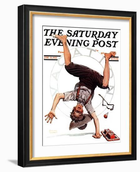 "Summer Vacation, 1923" Saturday Evening Post Cover, June 23,1923-Norman Rockwell-Framed Giclee Print